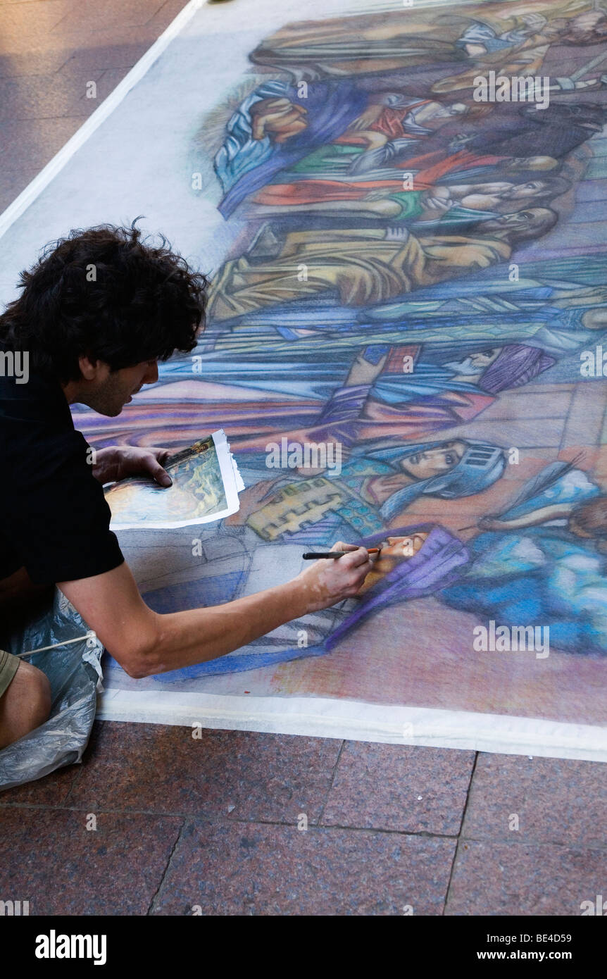 Street artist creating a mural. Sydney, New South Wales, AUSTRALIA Stock Photo
