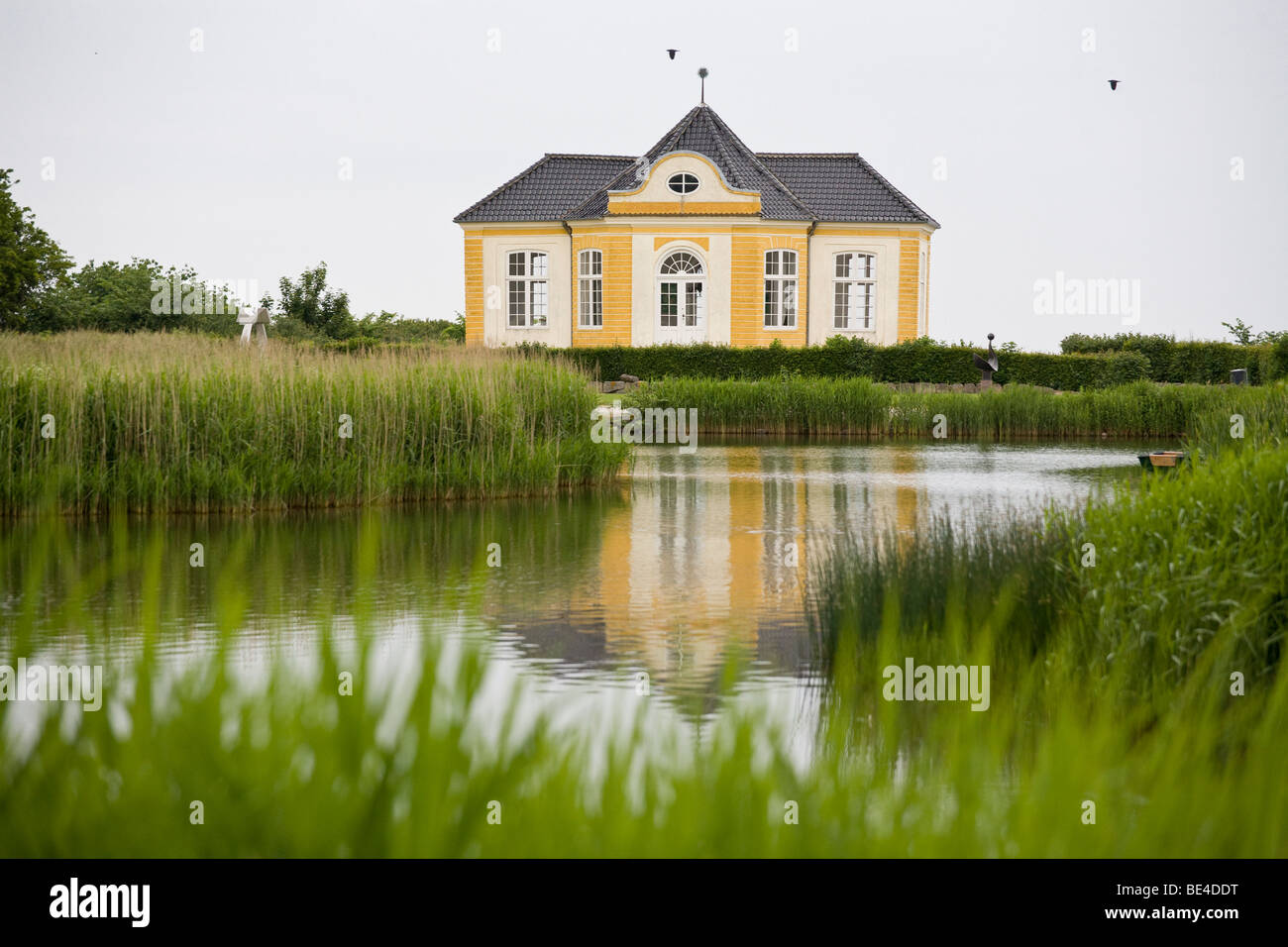 The Tea Pavilion by the Sea at Vladamars Slot. The 18th century cottage built as a seaside tea room Stock Photo