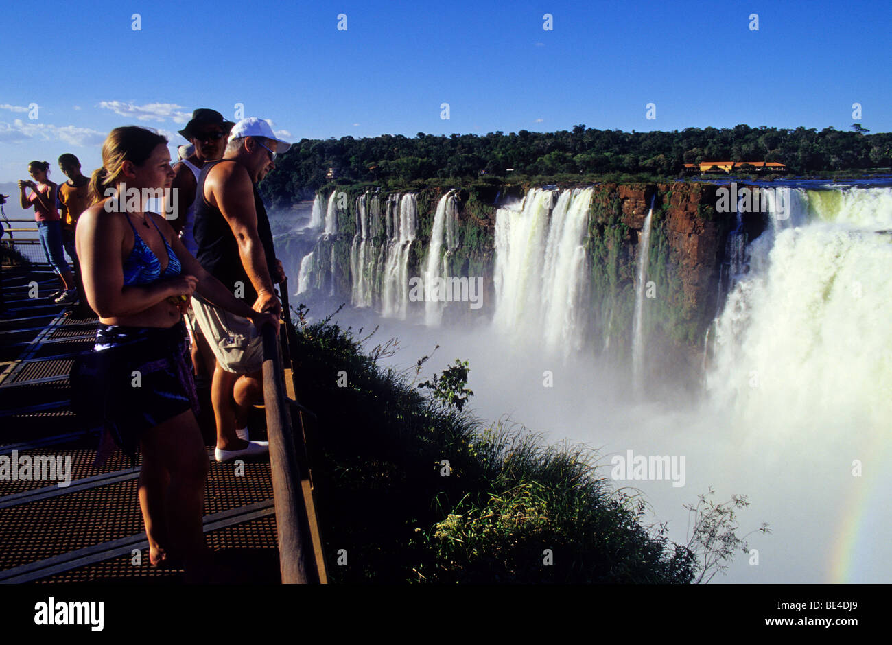 Garganta del Diablo (Devil s throat ) balcony .Iguazu National Park Falls, Misiones province. Argentina. Stock Photo