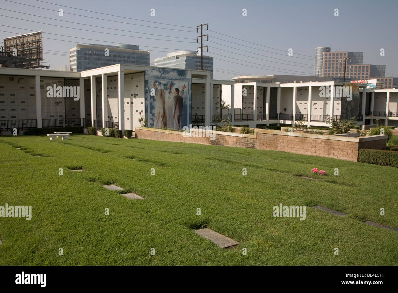 Memorial Gardens And Headstones Cemetery Los Angeles Stock Photo