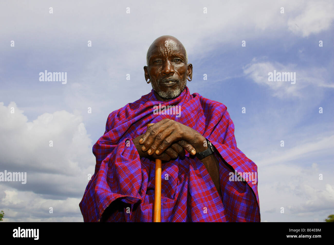 Tribal elder, Masai, Masai steppe, North Tanzania, East Africa Stock Photo