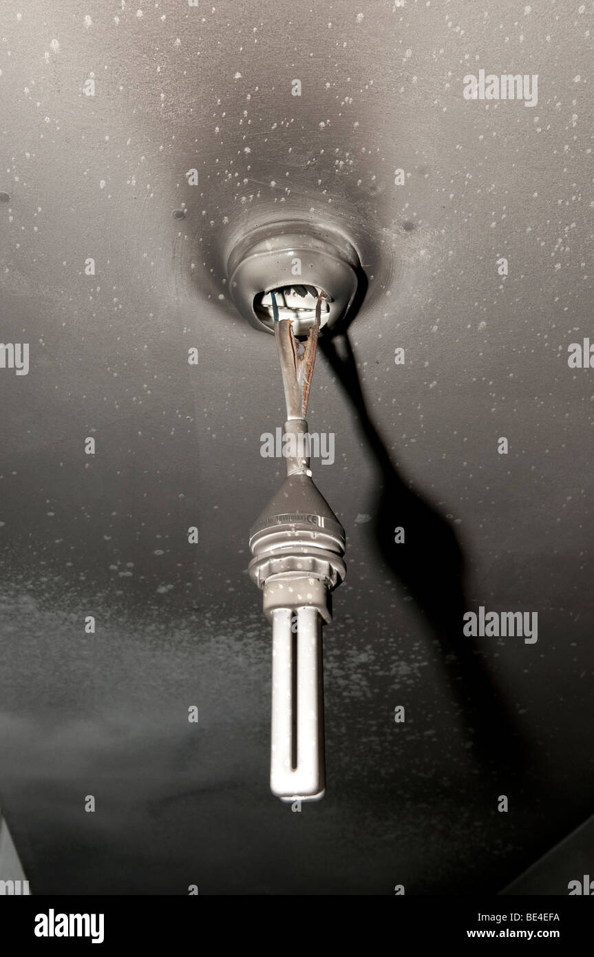 Burnt And Melted Light Fitting Ceiling Rose With Low Energy