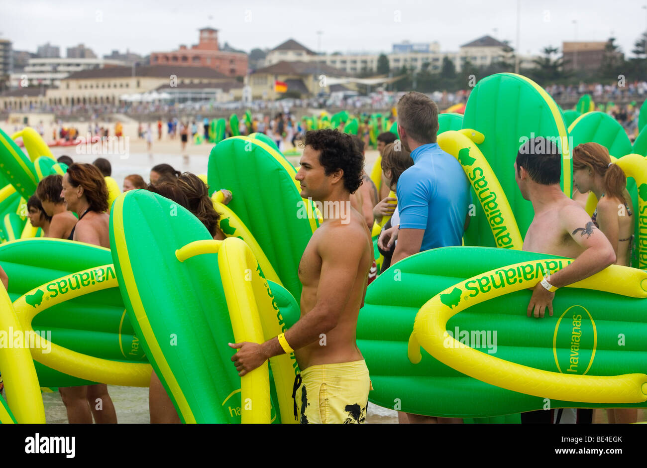 Havaianas Thong Challenge at Bondi Beach.  Sydney, New South Wales, AUSTRALIA Stock Photo