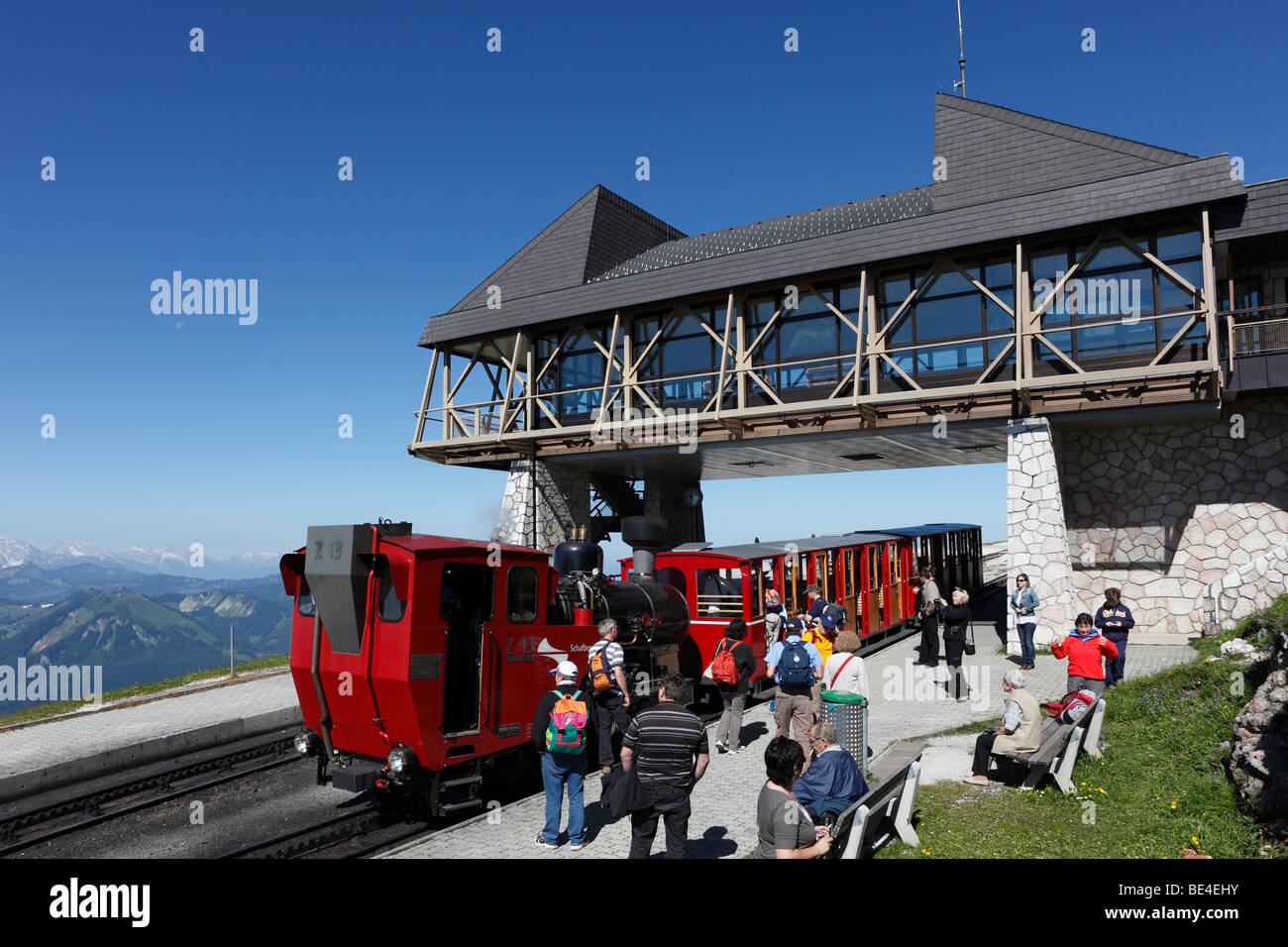 Mountain station of the Schafbergbahn mountain train, Schafberg mountain, Salzkammergut region, Salzburg Land state, Austria, E Stock Photo