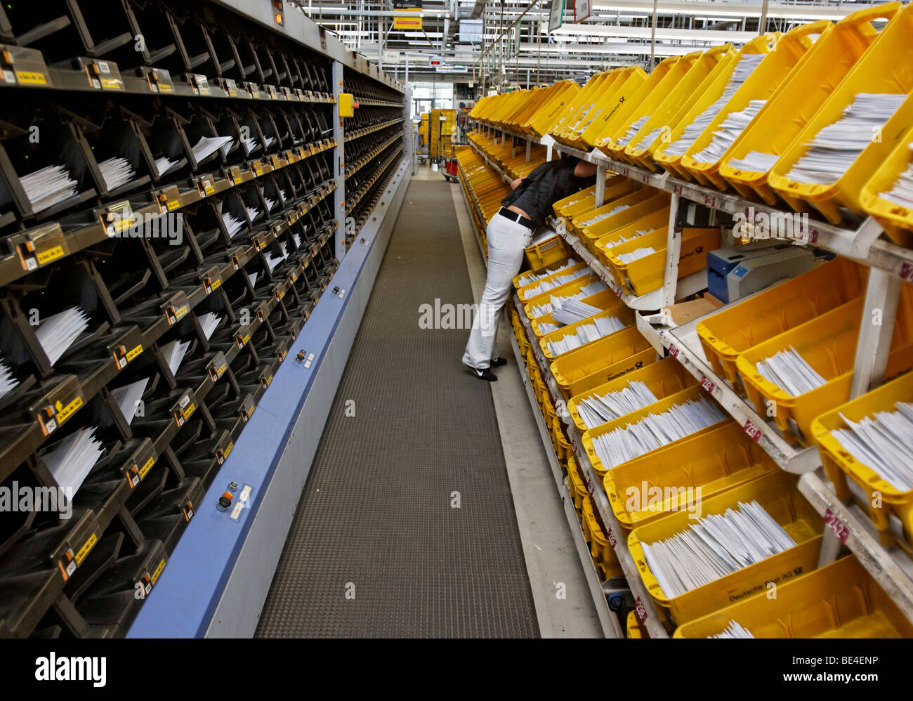 Nada Jumic works in the mail sorting center of the regional post office in Waiblingen, Baden-Wuerttemberg, Germany, Europe Stock Photo
