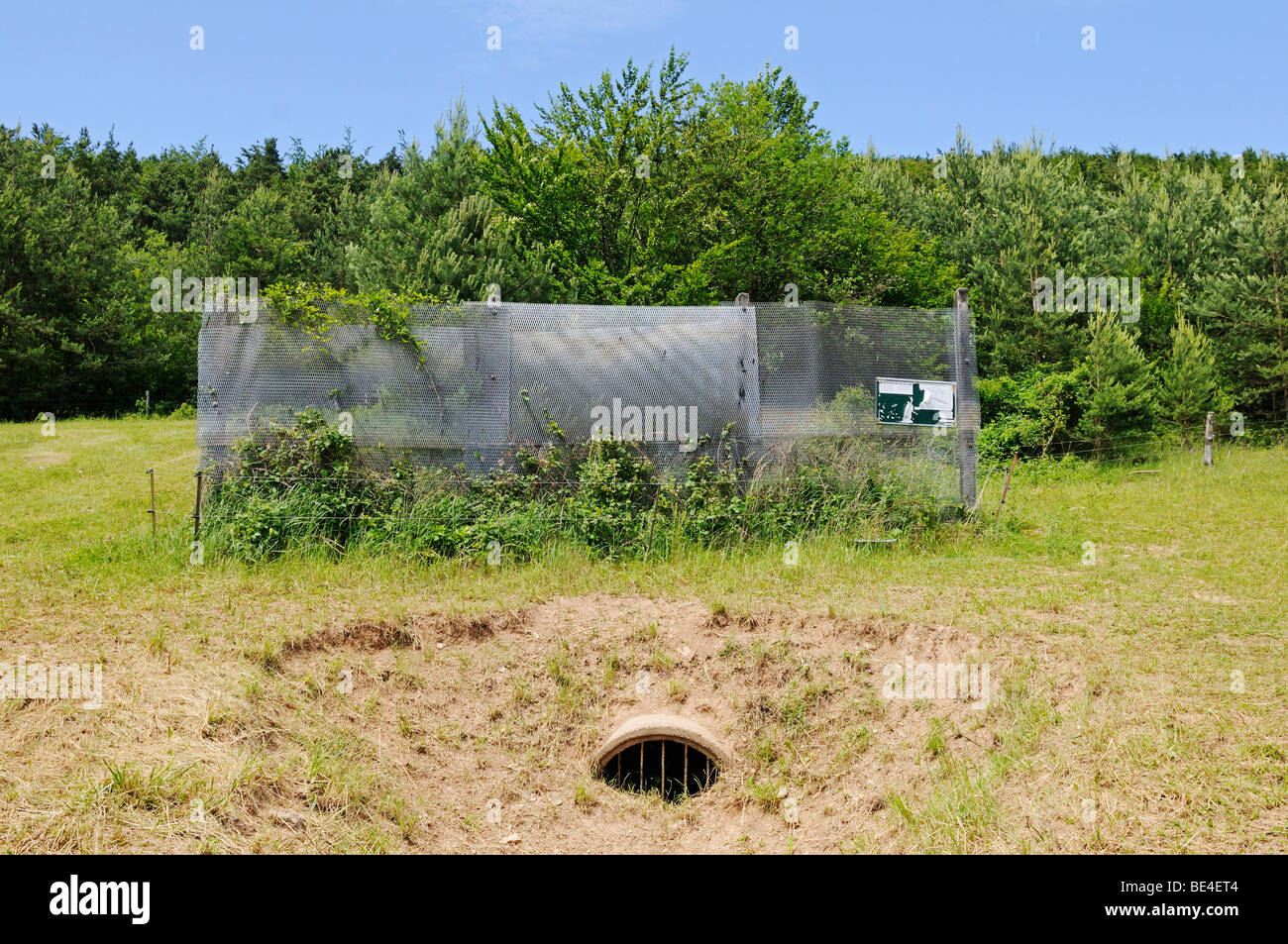 Tunnel of an agen chanel and the remains of the GDR border fence at the former inner-German border, Katharinenberg, Wendeleben, Stock Photo