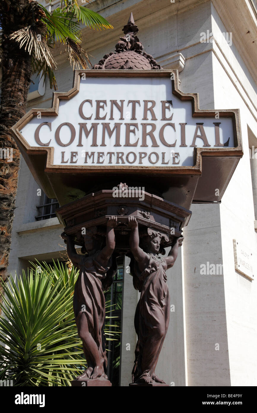 ornate street marker for the commercial centre of monte carlo monaco south of france Stock Photo
