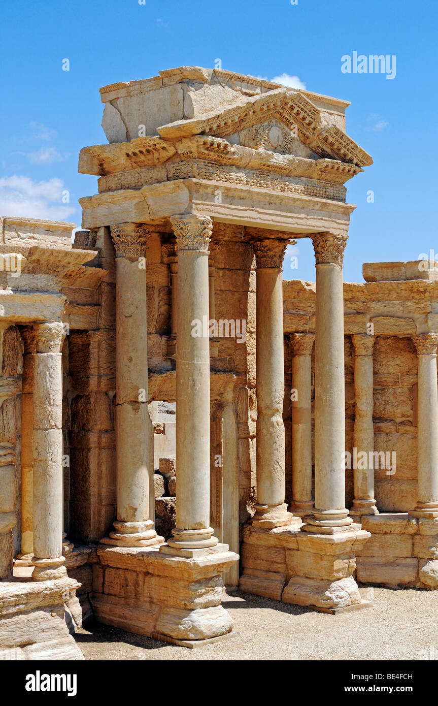 Theater in the ruins of the Palmyra archeological site, Tadmur, Syria, Asia Stock Photo