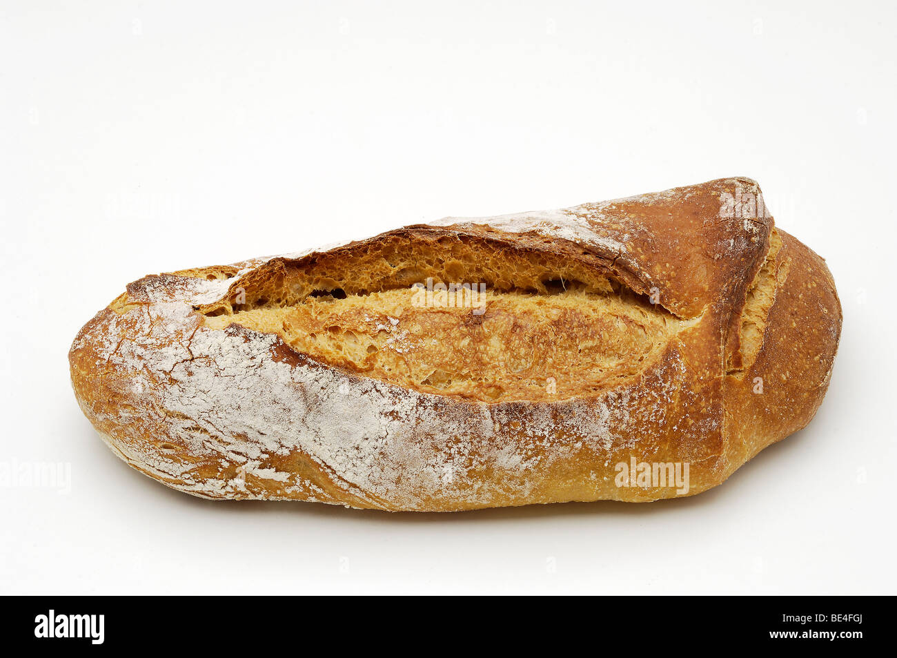 Bread over whitw background. butter. Stock Photo