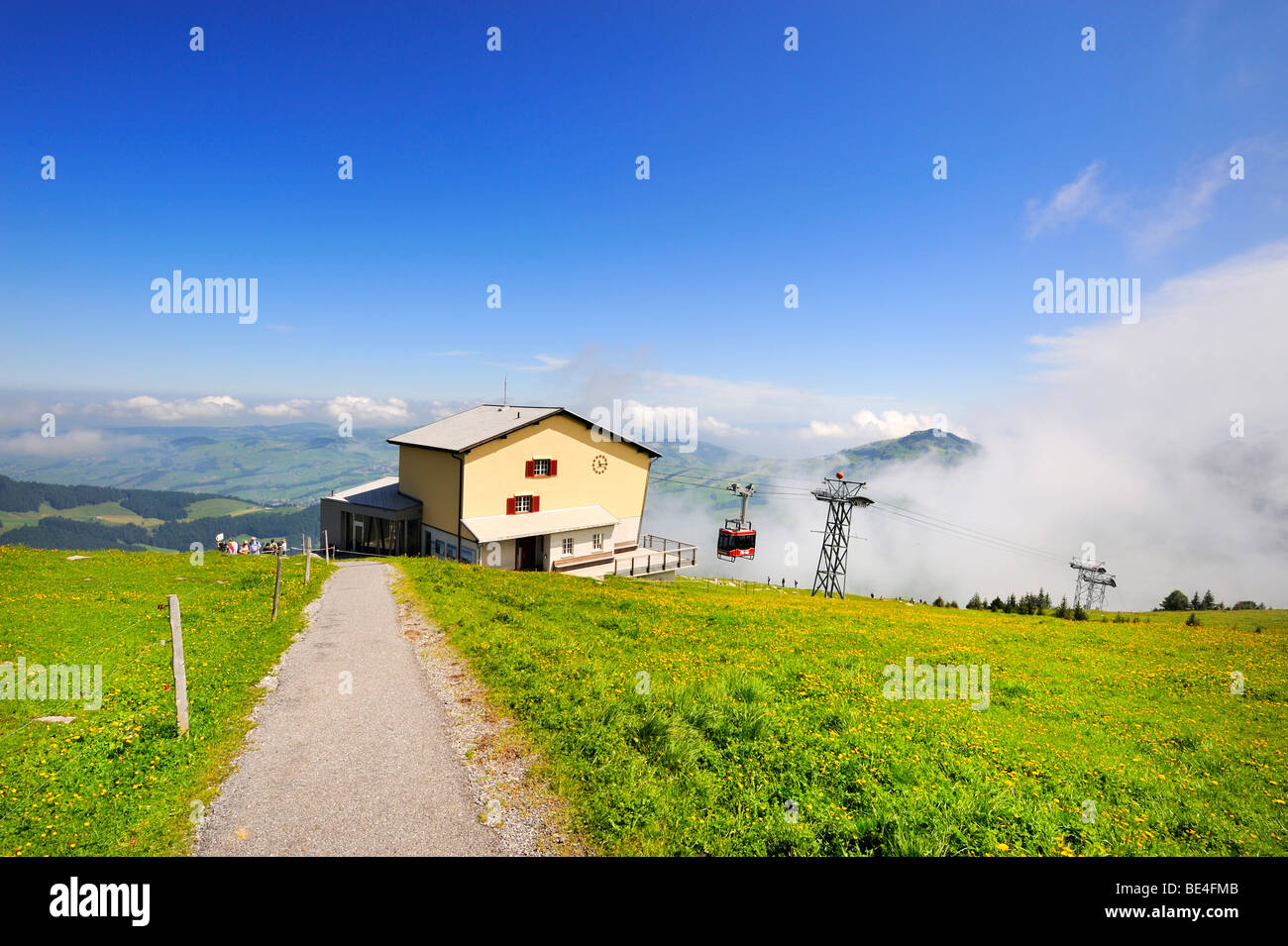 Cable car station on Ebenalp Mountain, Canton of Appenzell Innerrhoden, Switzerland, Europe Stock Photo