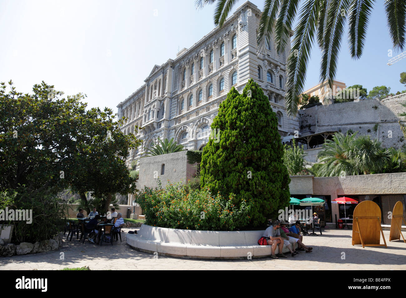 facade of the oceanographic museum and research institute monaco south of france Stock Photo