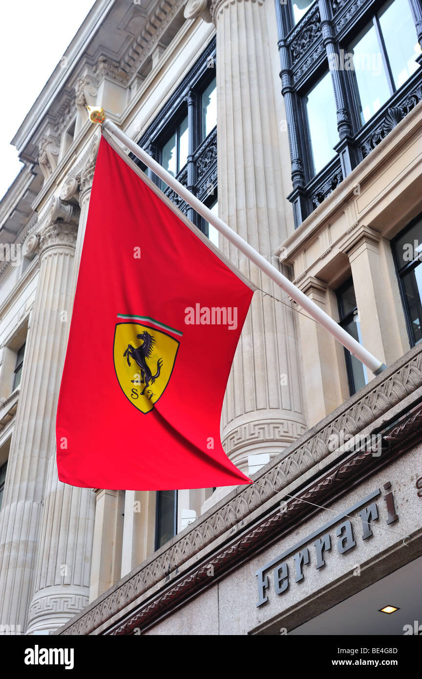 Ferrari Flag at Regents Street store Stock Photo