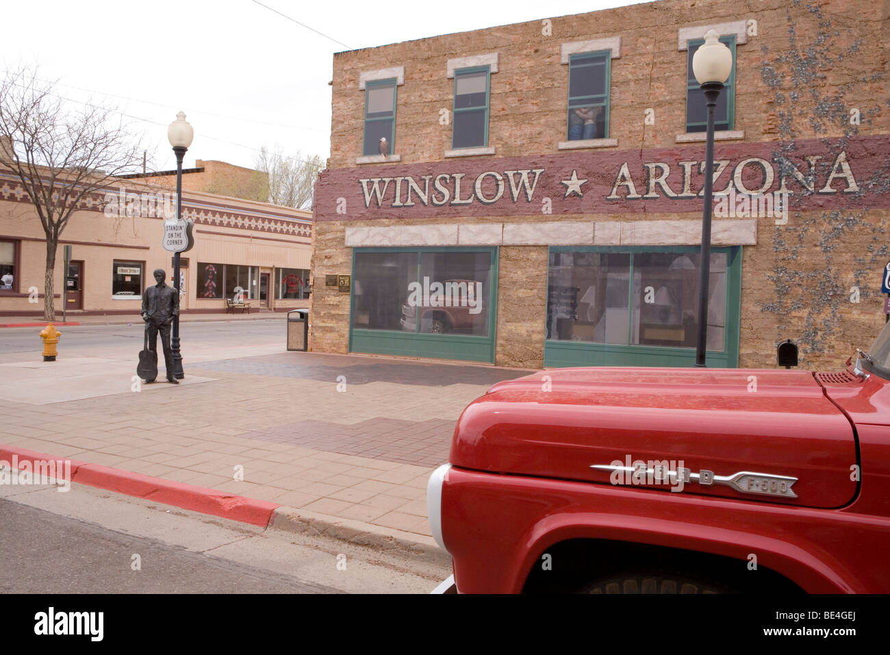 Standing on the Corner in Winslow Arizona. Stock Photo