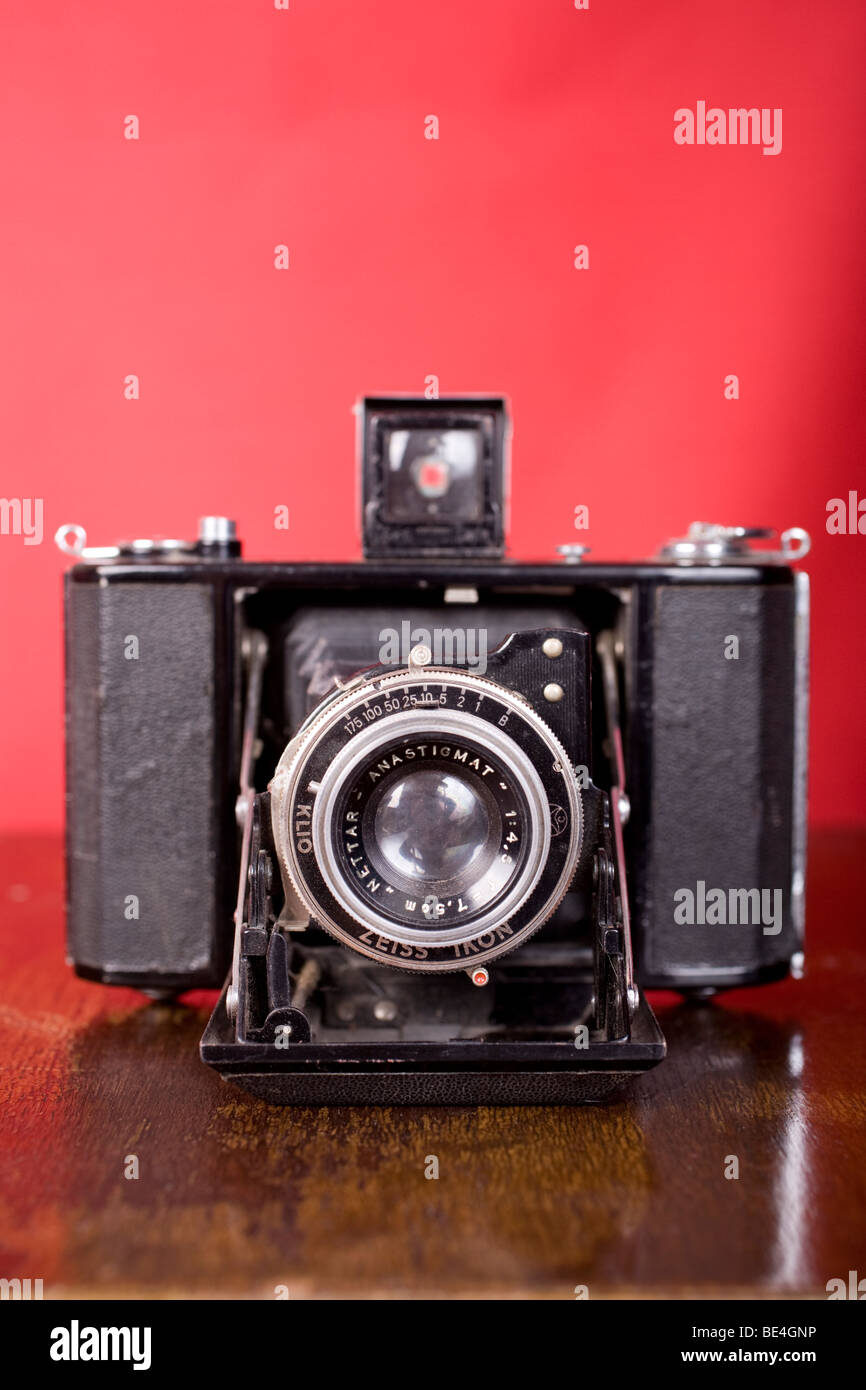 Old fashioned film camera. Stock Photo