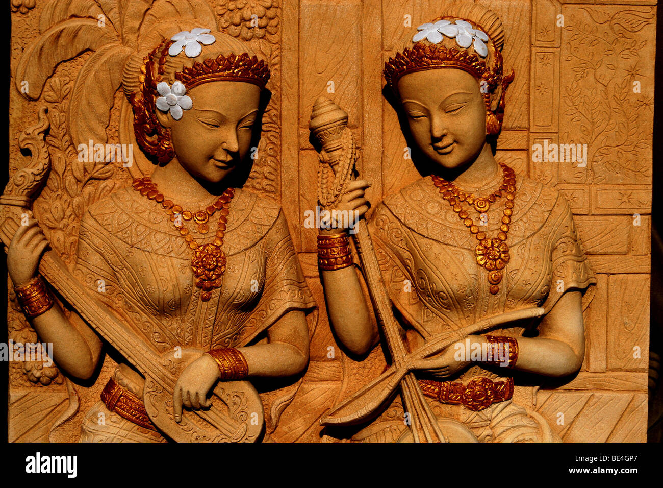 Stone Thai angel carvings , Pattaya , Thailand Stock Photo