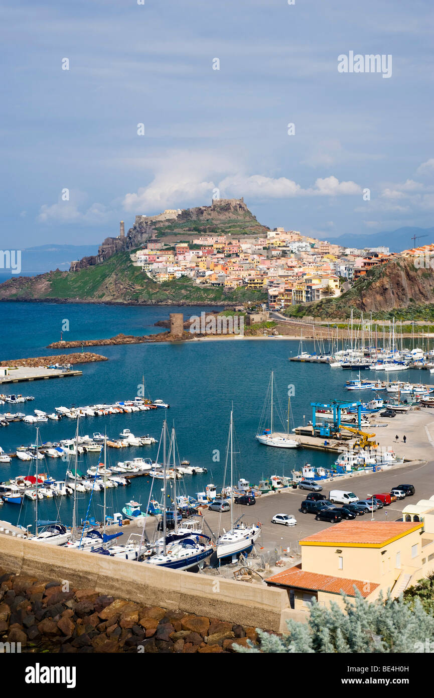 View from the port on Castelsardo, Sardinia, Italy, Europe Stock Photo