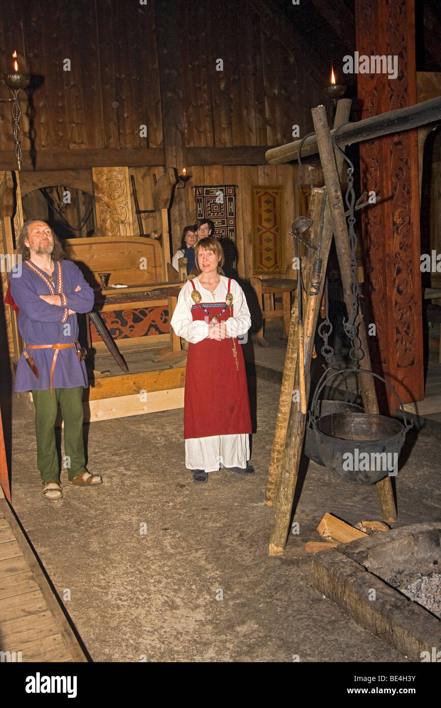 Viking feast at Chieftan's house at the Lofotr Viking Museum in Borg, Norway. Stock Photo