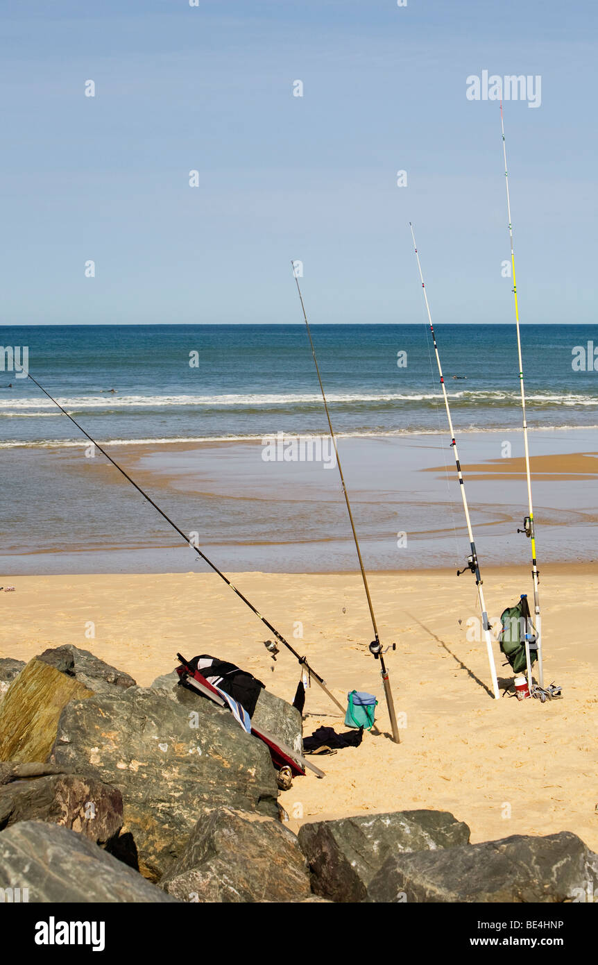 Sea beach fishing rods hi-res stock photography and images - Alamy