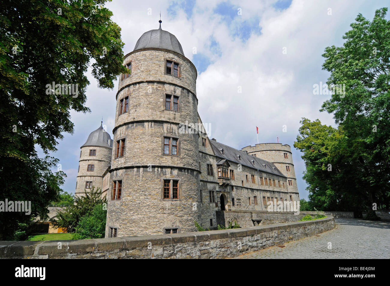 Towers, Wewelsburg, triangular castle, former Nazi cult and terror center of the SS, today historical museum, hostel, Bueren, P Stock Photo