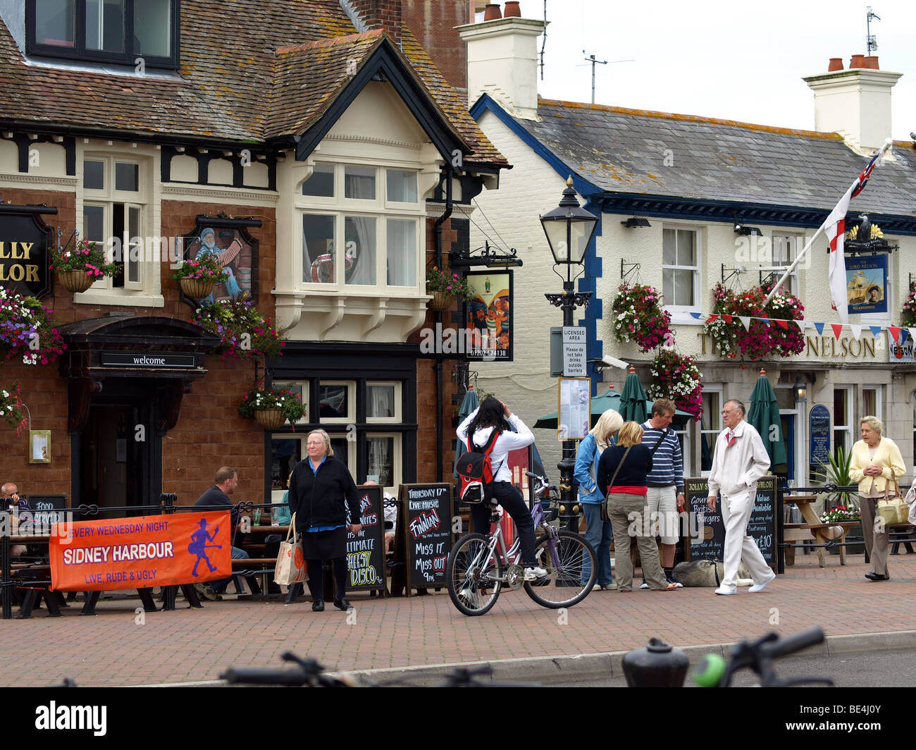 The 'jolly sailor' and the'lord nelson'public houses on the quayside at Poole,Dorset. Stock Photo