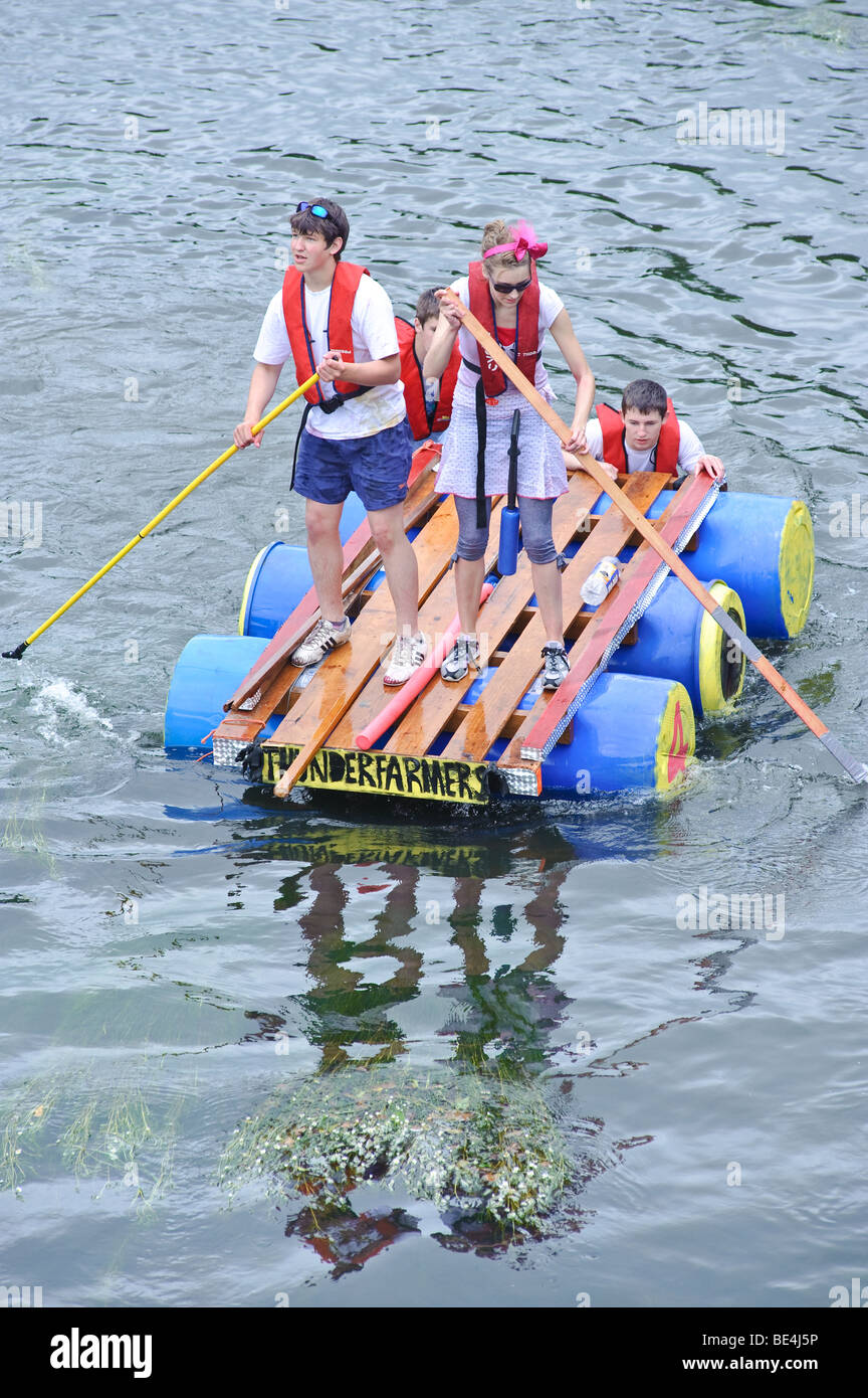 Raft Race on the River Clyde at Crossford , South Lanarkshire
