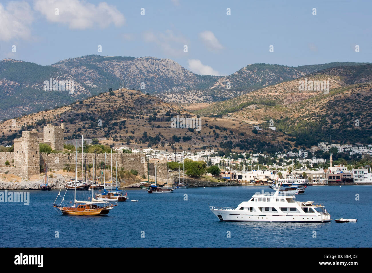 Bodrum Turkey Sail  Boats and The Castle of St Peter The Liberator Stock Photo