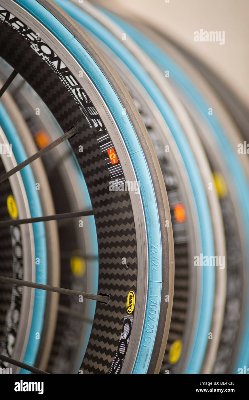 The Tour of Britain 2009, racing bike wheels Stock Photo - Alamy