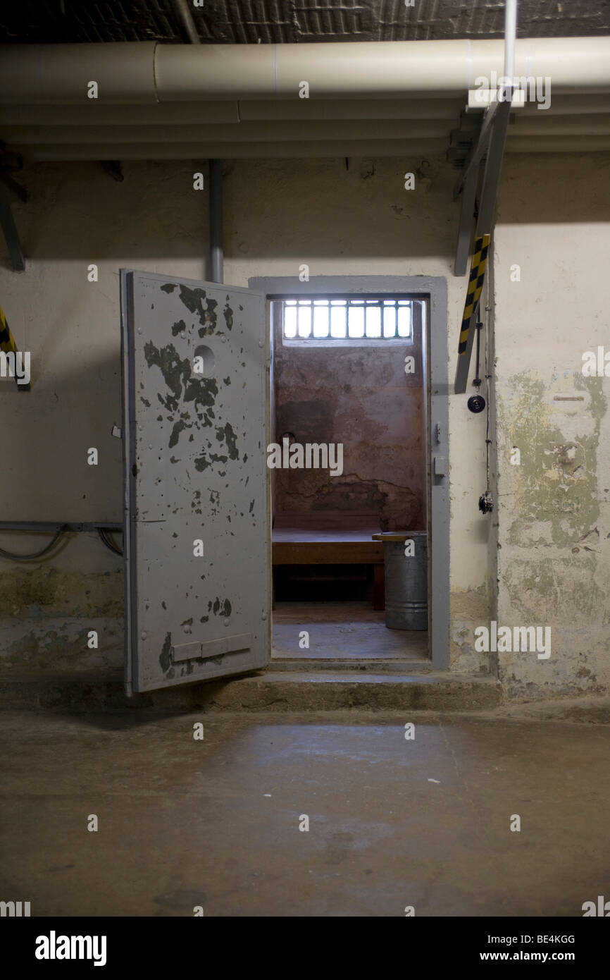 Prison cell, Berlin-Hohenschoenhausen memorial, former prison of the GDR's secret service, Berlin, Germany, Europe Stock Photo