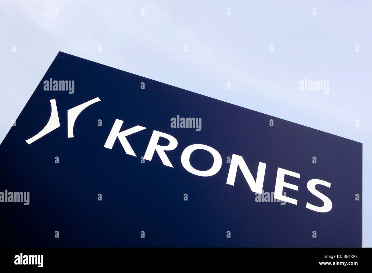 Logo of the Krones AG company on a factory hall in Neutraubling, Bavaria, Germany, Europe Stock Photo