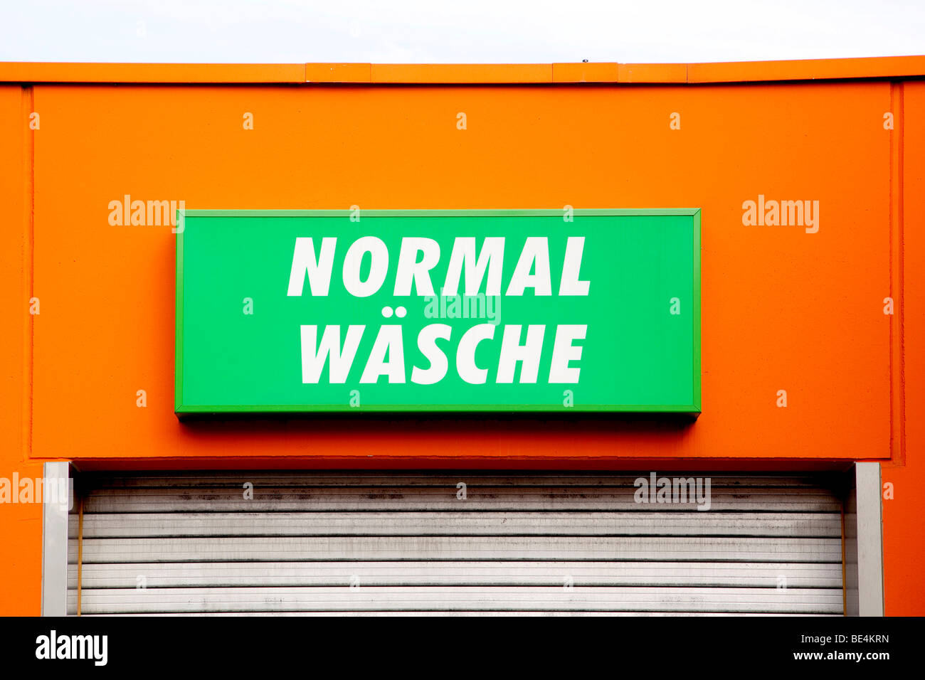 Lettering 'Normal Waesche' normal wash on a car wash in Neutraubling, Bavaria, Germany, Europe Stock Photo