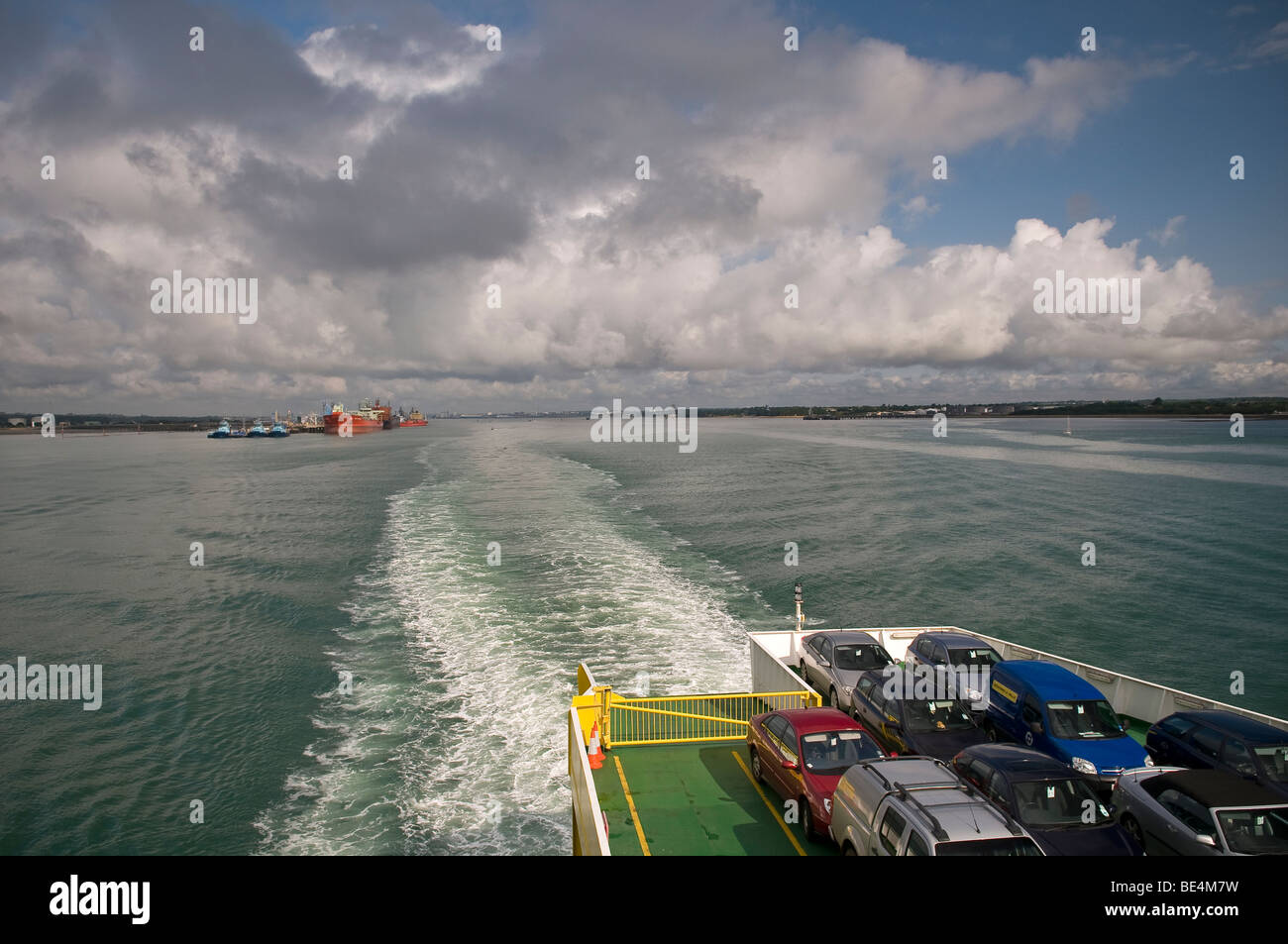 Isle of Wight car ferry leaving Southampton on the Solent river, UK Stock Photo