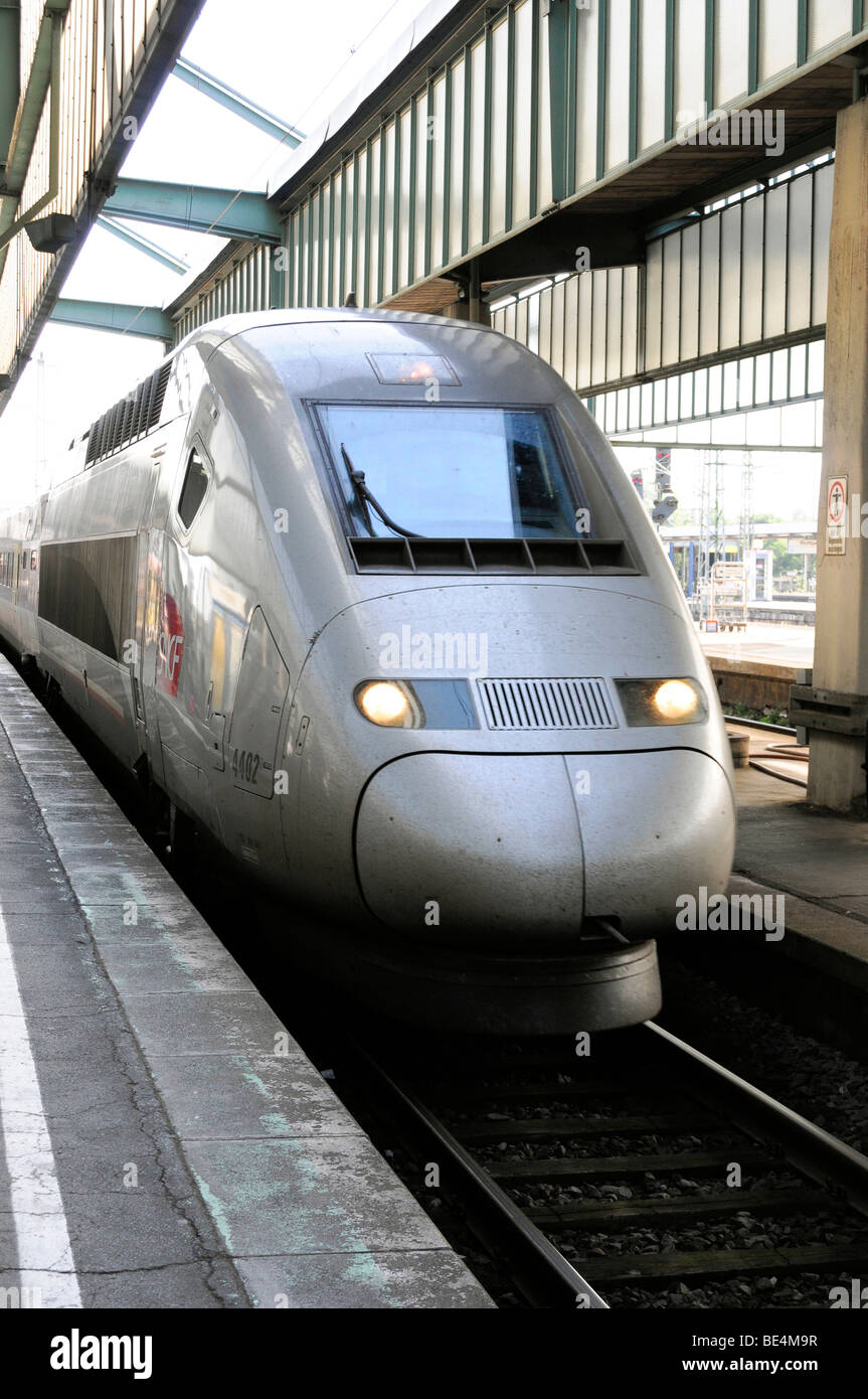 TGV, train from Stuttgart to Paris, Stuttgart, Baden-Wuerttemberg, Germany, Europe Stock Photo