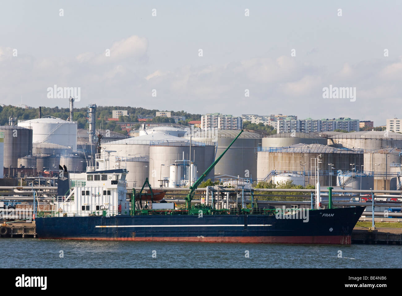 Oil-tanker in Gothenburg harbour Stock Photo