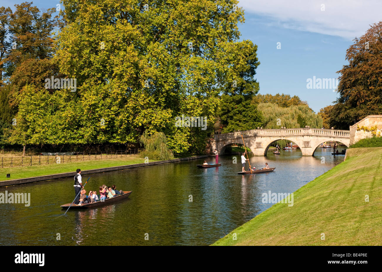 People in punts on the River Cam in the centre of Cambridge Stock Photo