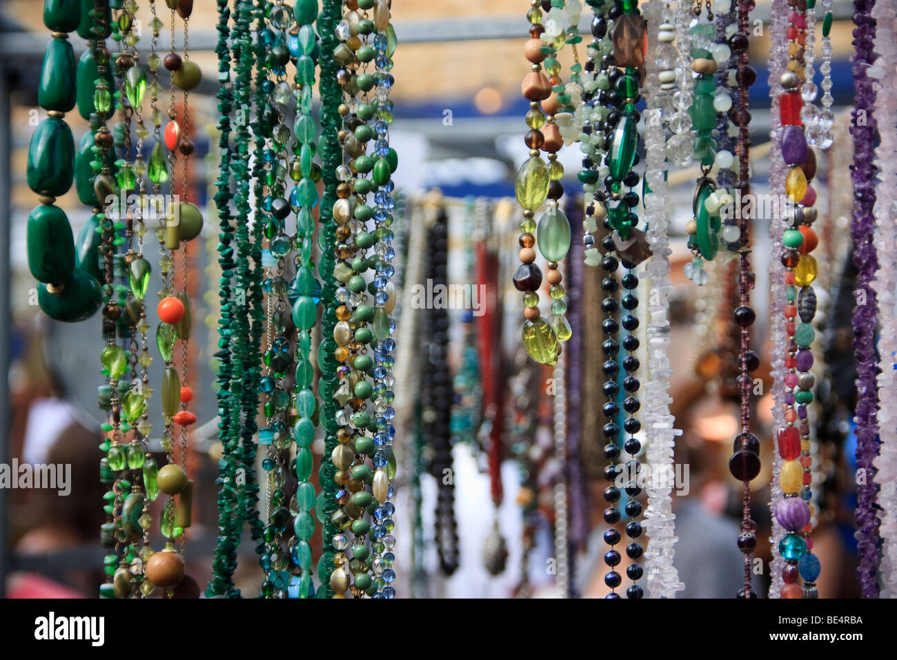 colorful necklaces from greenwich market Stock Photo