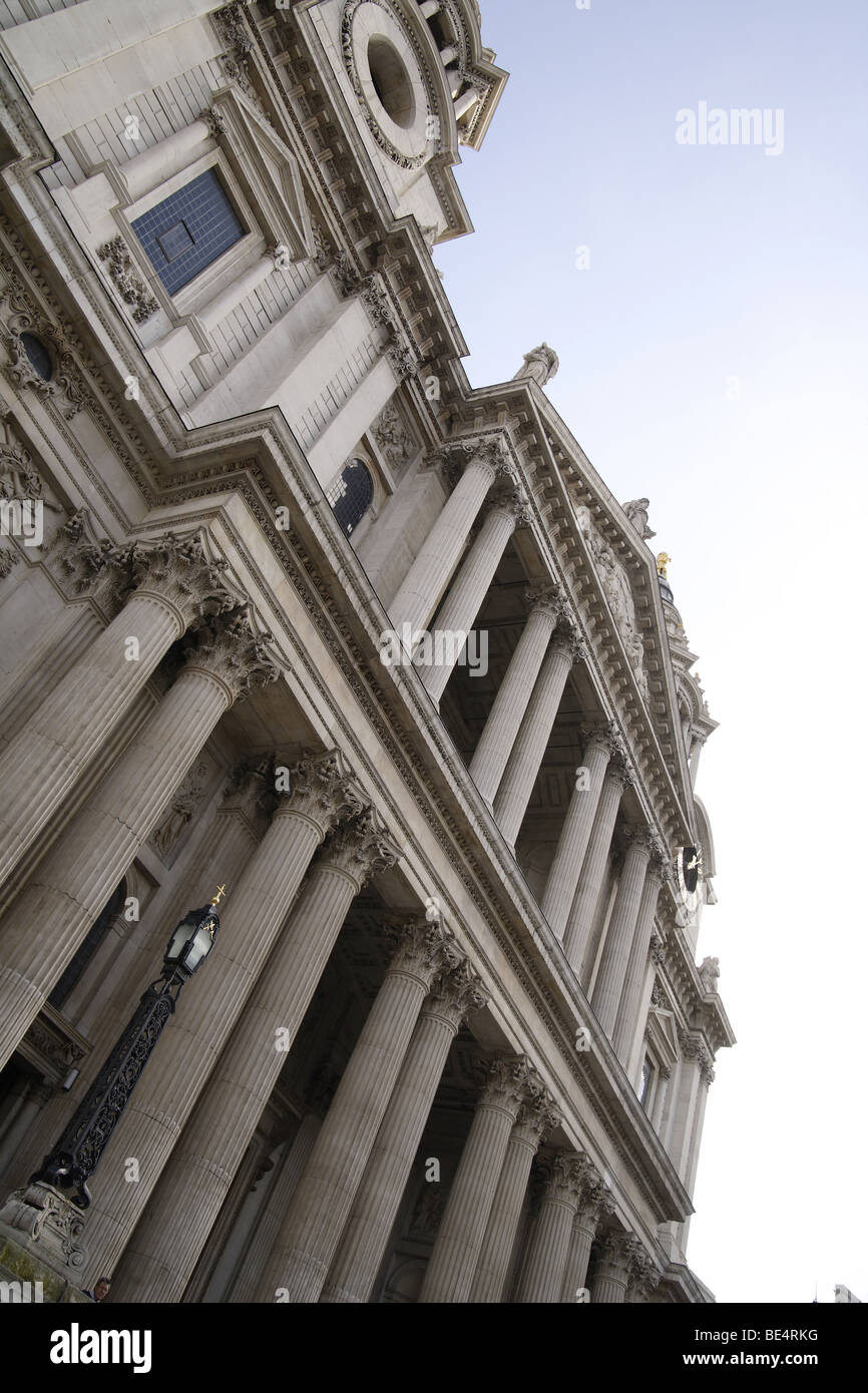 Aspects of St Pauls cathedral in london.Architecture Sir Christopher wren religious landmark.Greek roman influence perspective. Stock Photo