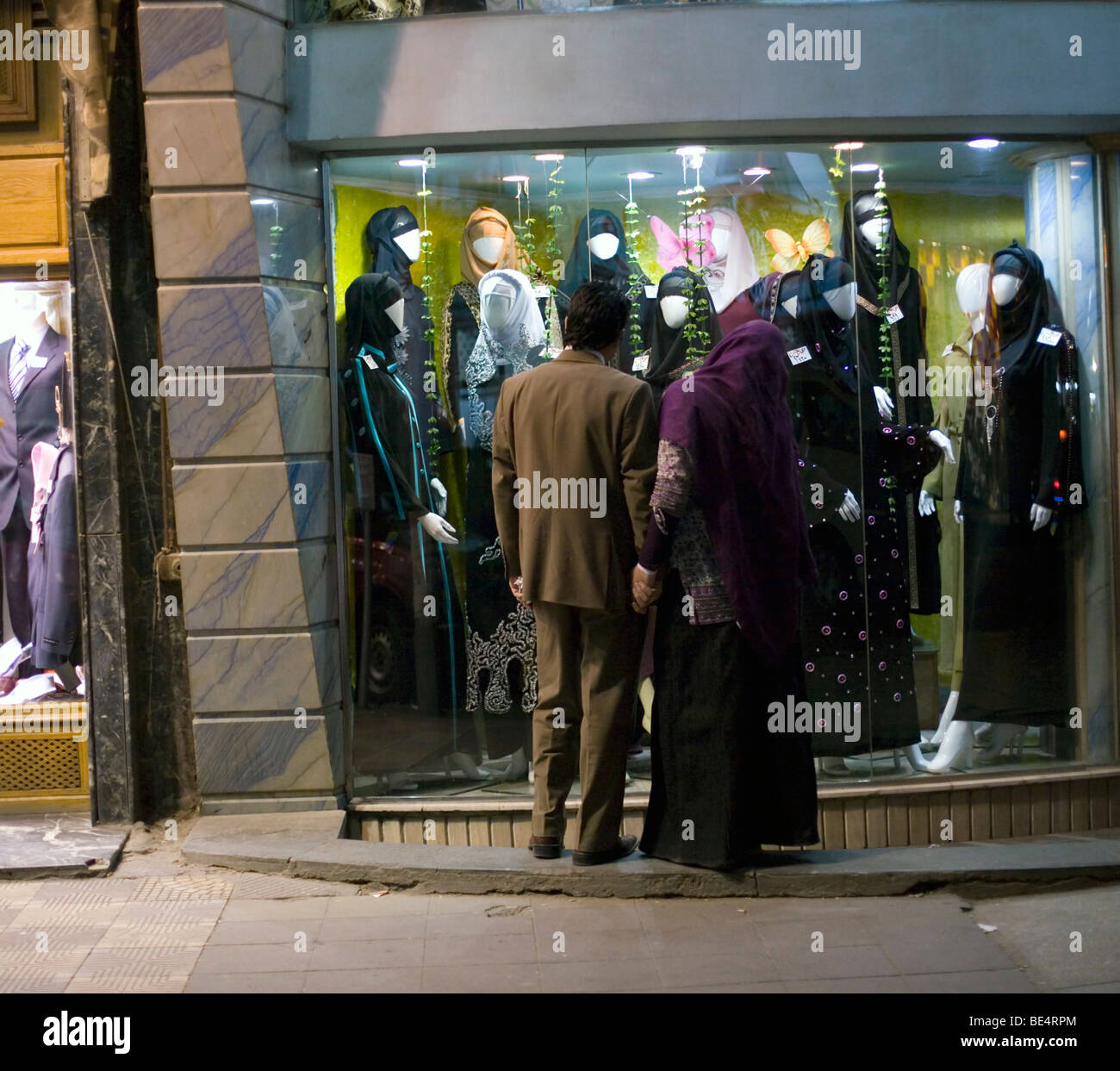 A couple window shopping in Cairo Stock Photo