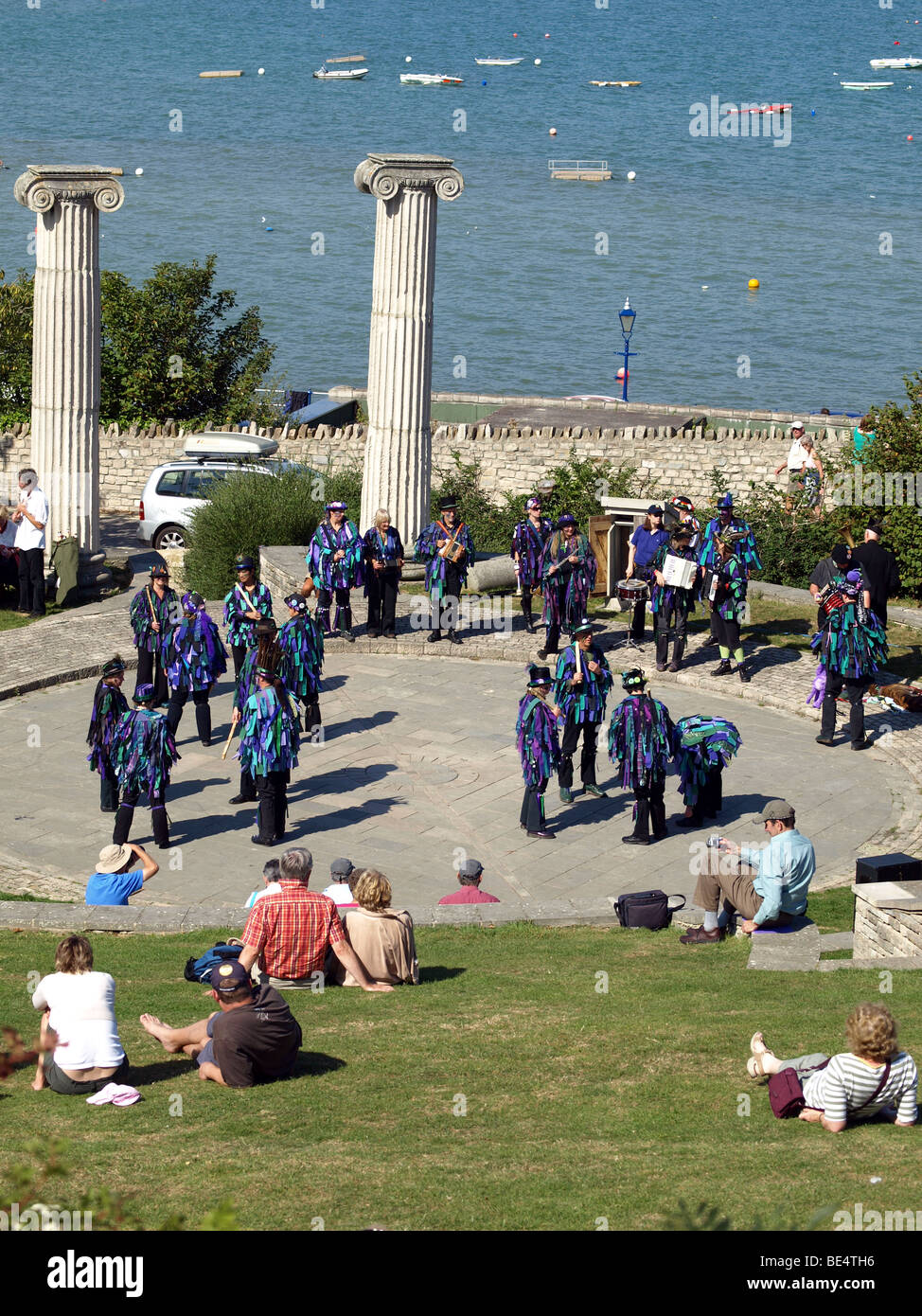 Folk dancers performing at the Folk festival at Swanage,Dorset. Stock Photo