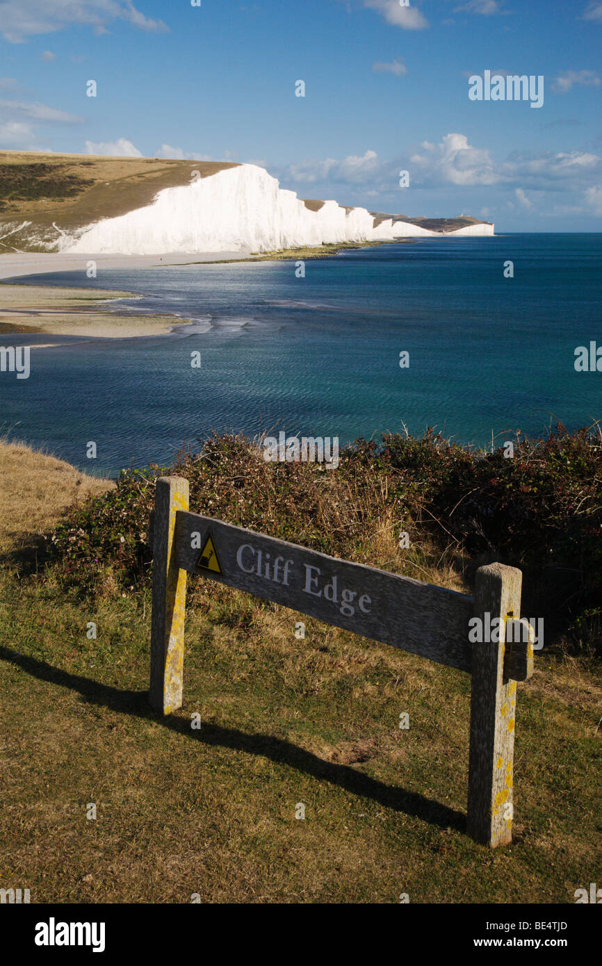 Cliff Edge, Seven Sisters, Sussex, England, UK. Stock Photo