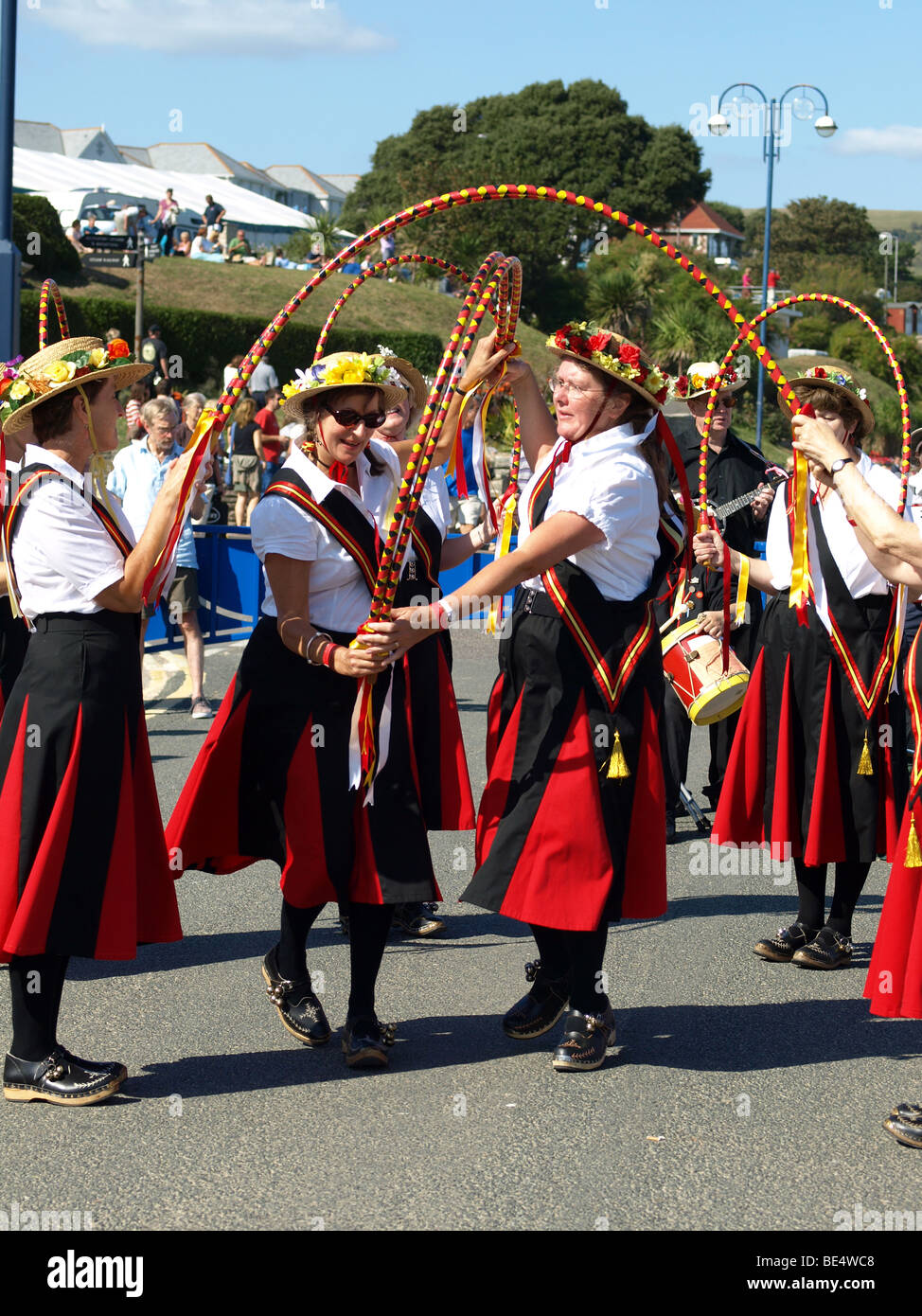 Folk dancers at the folk festival at Swanage,Dorset. Stock Photo