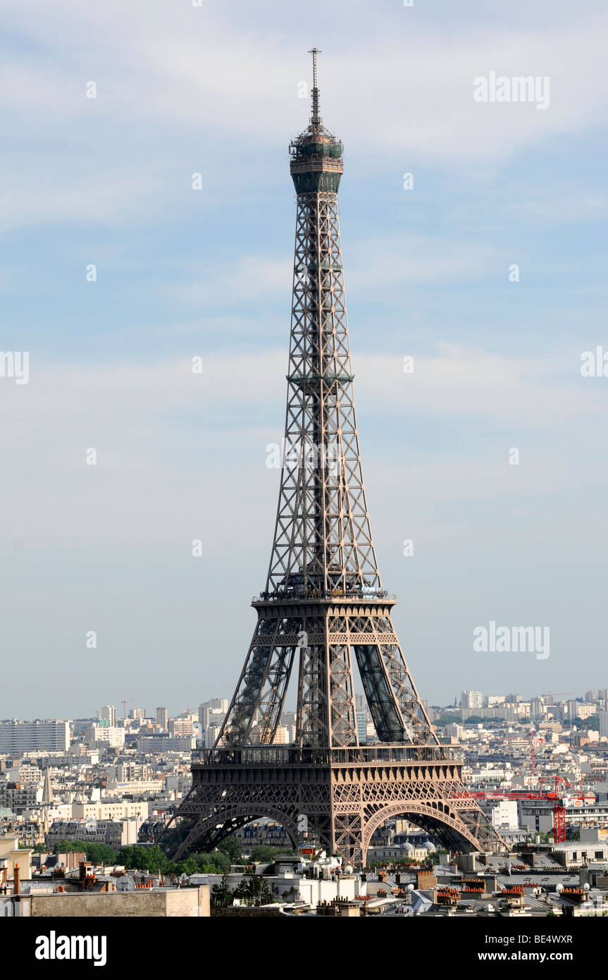 Panoramic view, Eiffel tower, panorama, from the Arc de Triomphe, Paris, France, Europe Stock Photo