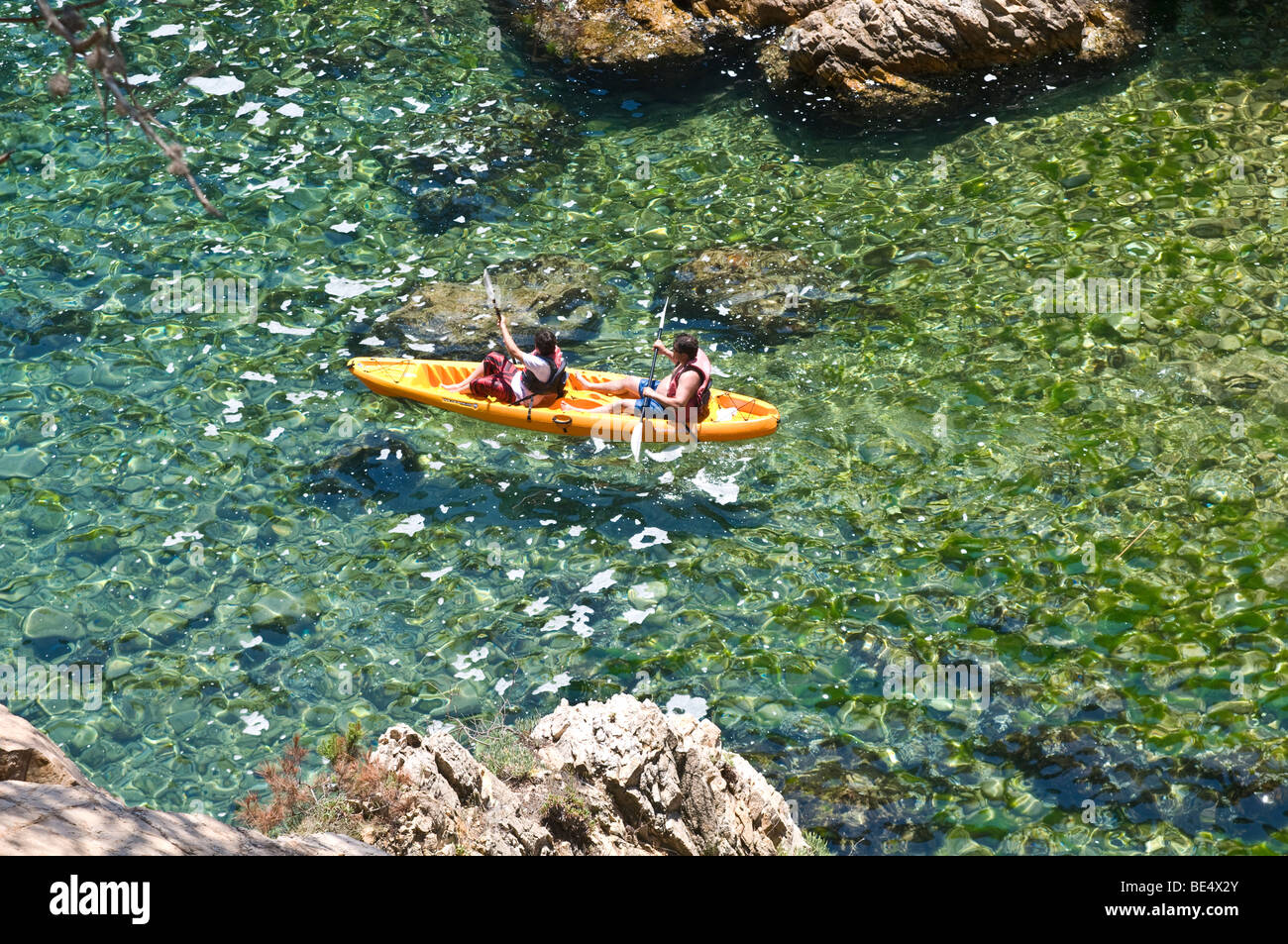 People kayaking in the sea, Palamos, Girona, Spain Stock Photo Alamy