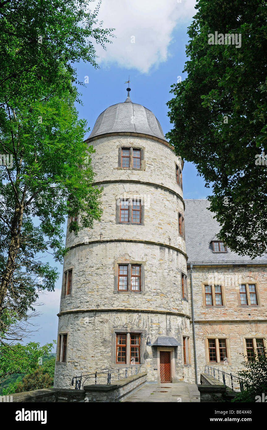 Tower, Wewelsburg, triangular castle, former Nazi cult and terror center of the SS, today historical museum, hostel, Bueren, Pa Stock Photo