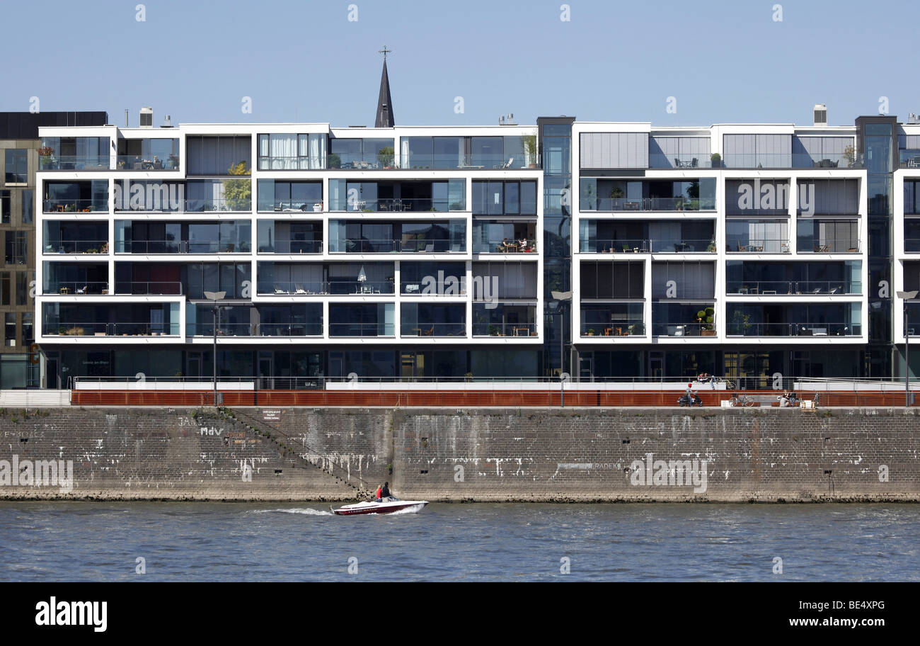 Wohnwer(f)t residential buildings at the Rheinauhafen harbour, Cologne, Rhineland, North Rhine-Westphalia, Germany, Europe Stock Photo