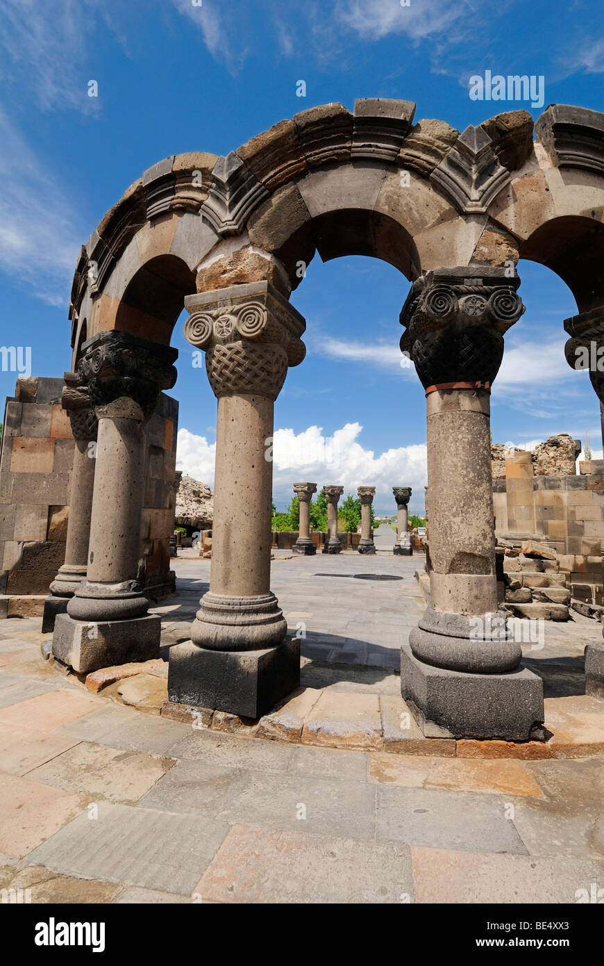 Ruin of the Zvartnots, Zwartnots temple or Cathedral of St. Gregory, UNESCO World Heritage Site, Armenia, Asia Stock Photo