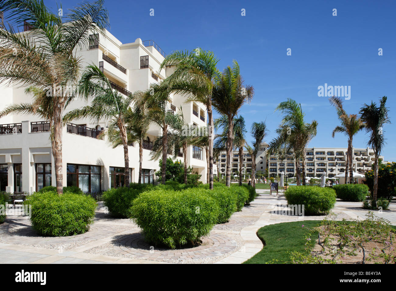 Garden, Palm Trees, Steigenberger Al Dau Beach Resort, Hurhada, Egypt, Red Sea, Africa Stock Photo