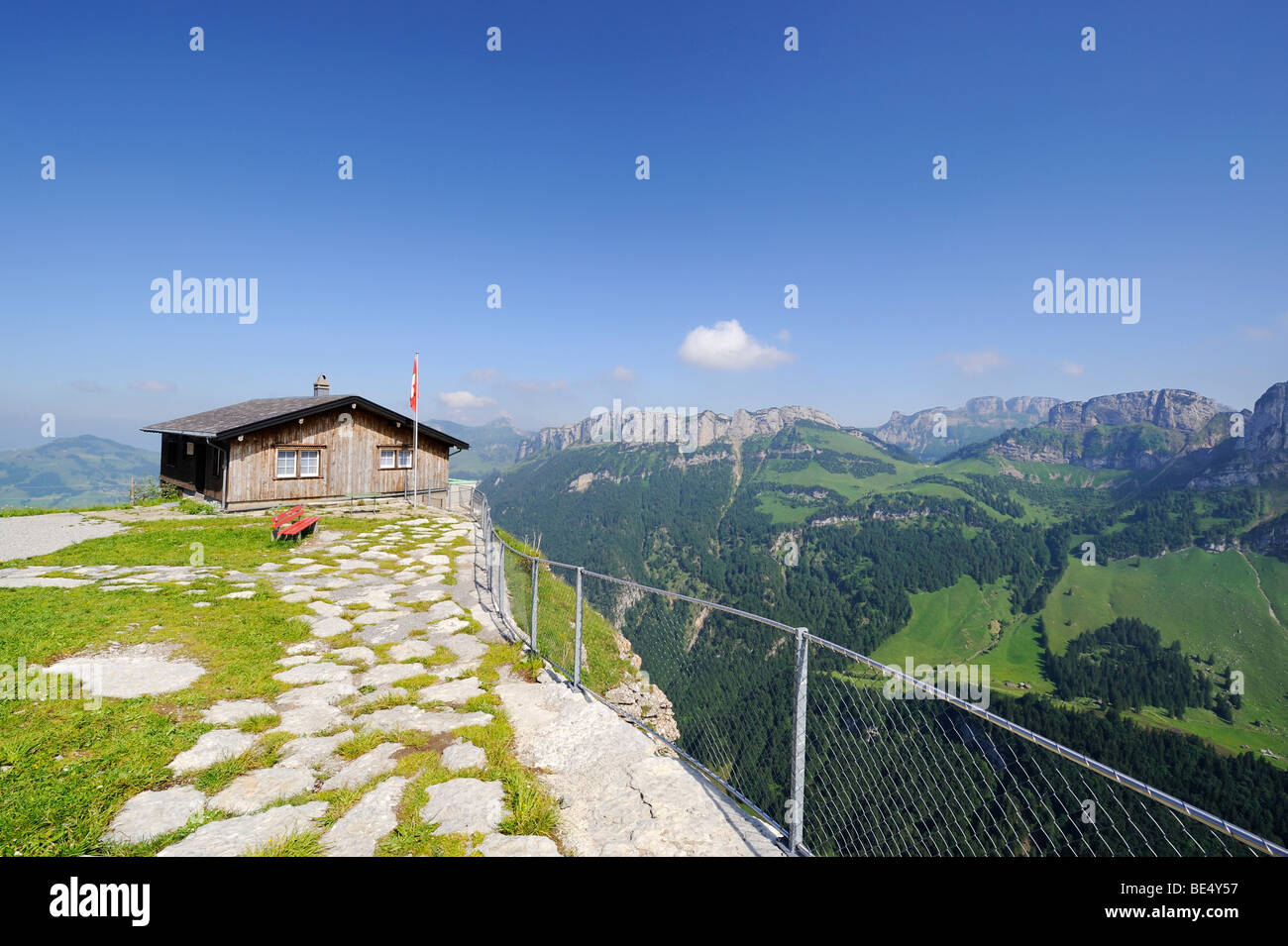Alpine hut on Ebenalp Mountain, Canton of Appenzell Innerrhoden, Switzerland, Europe Stock Photo