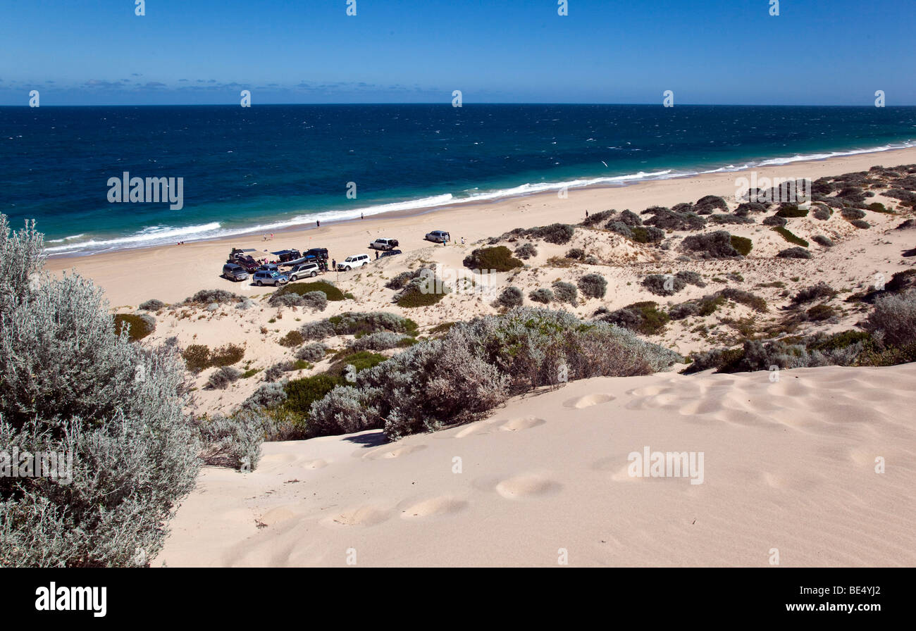 Trip with four-wheel vehicles in the dunes at Mandurah, Western Australia, Australia Stock Photo