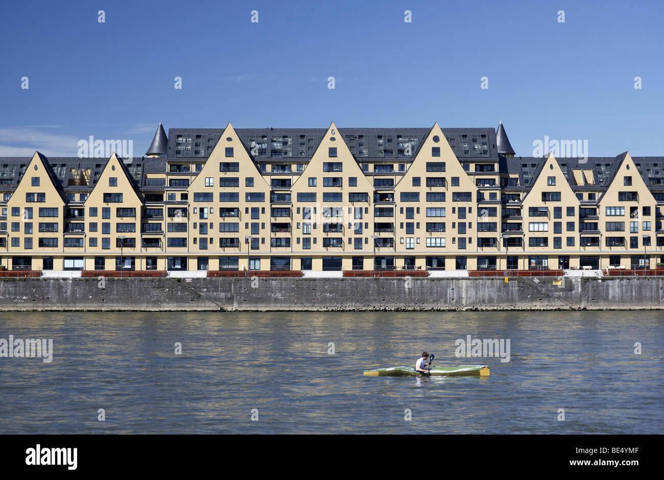 Siebengebirge storehouse converted into homes and offices at the Rheinauhafen harbour, Cologne, Rhineland, North Rhine-Westphal Stock Photo
