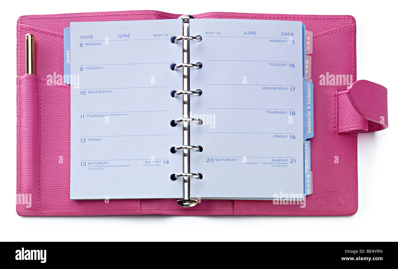 Pink leather personal organizer Stock Photo